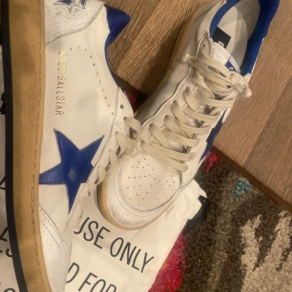 Golden Goose Ball Star Blue and White Sneakers - Picture 3 of 9